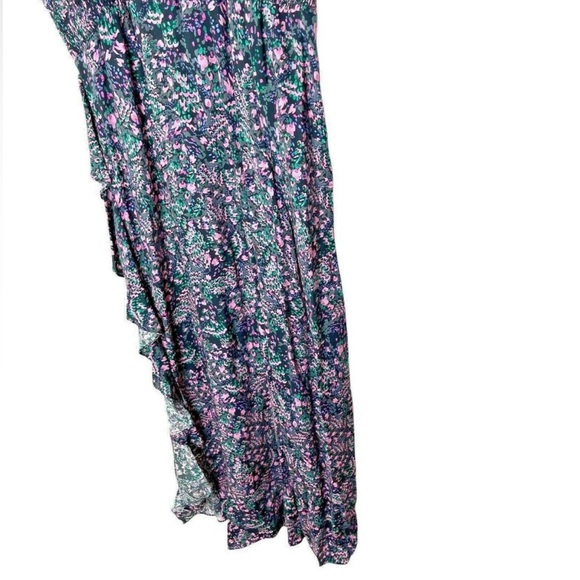 IRO Santu Ruffled Shirred Crepe De Chine Floral V-Neck Maxi Dress, 40 / US 8 - Picture 8 of 8